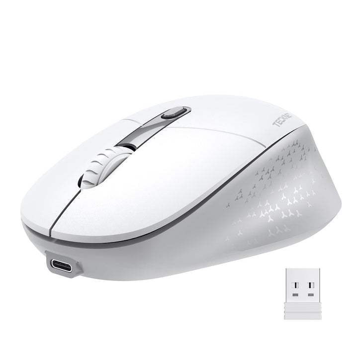 TECKNET Classic Kabellose Maus, Silent Bluetooth Maus (Tri-Modus BT5.2/3.0+2.4G), Wiederaufladbar Er