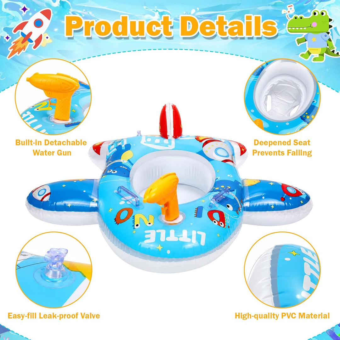 Schwimmreifen Baby Schwimmring, Aufblasbarer Schwimmring Baby mit Lenkrad Sitz Inflator, Swim Ring,