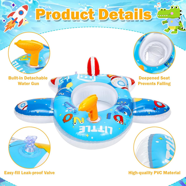 Schwimmreifen Baby Schwimmring, Aufblasbarer Schwimmring Baby mit Lenkrad Sitz Inflator, Swim Ring,