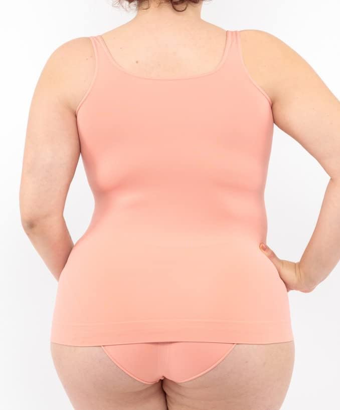 LEELA LAB Unterhemd Damen Grosse Grössen, Tank Top Basic Line, Dünne Träger und Bruststütze, mit Nah