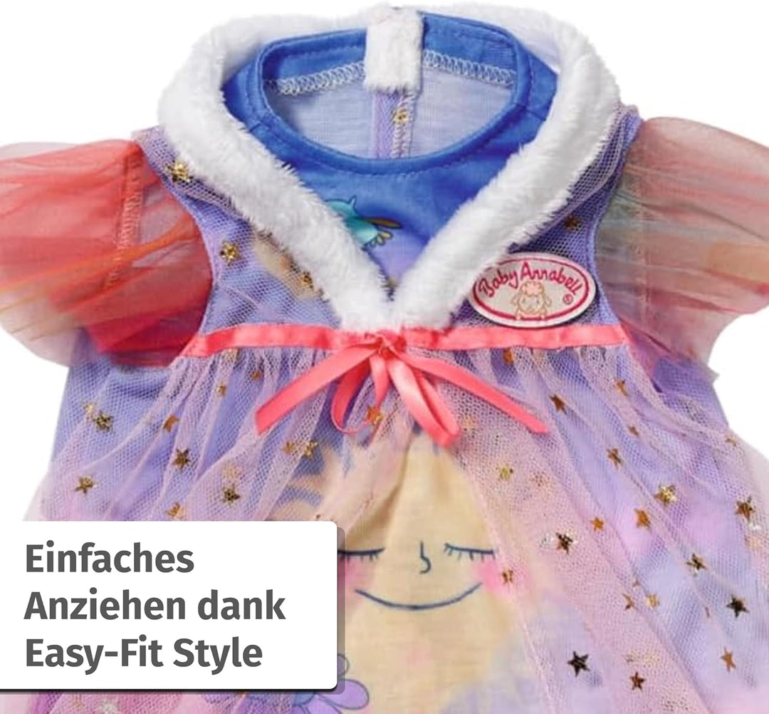 Baby Annabell Sweet Dreams Nachthemd 43cm, Puppennachthemd mit Plüschkragen, Hausschuhen und Traumfä