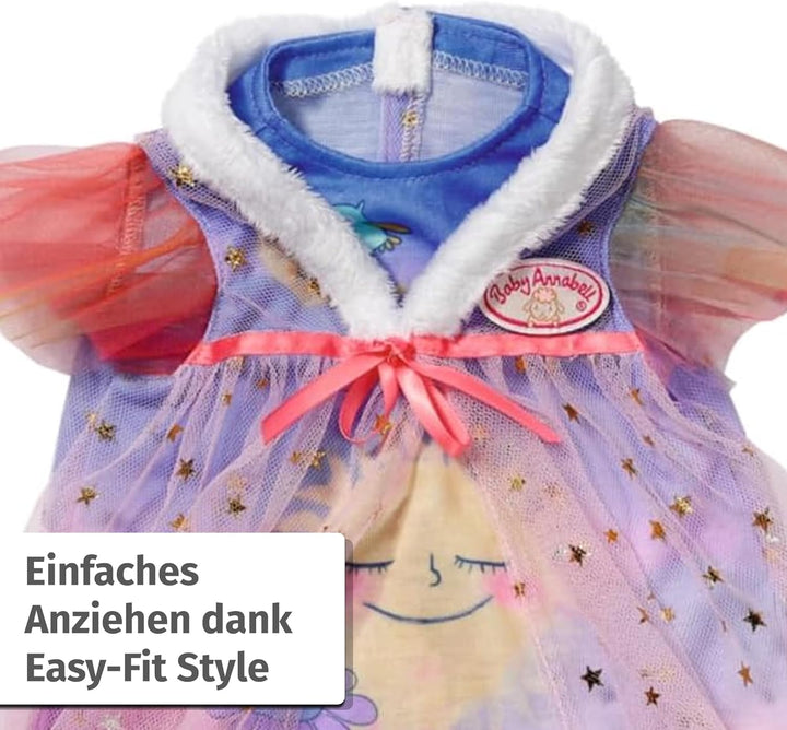 Baby Annabell Sweet Dreams Nachthemd 43cm, Puppennachthemd mit Plüschkragen, Hausschuhen und Traumfä