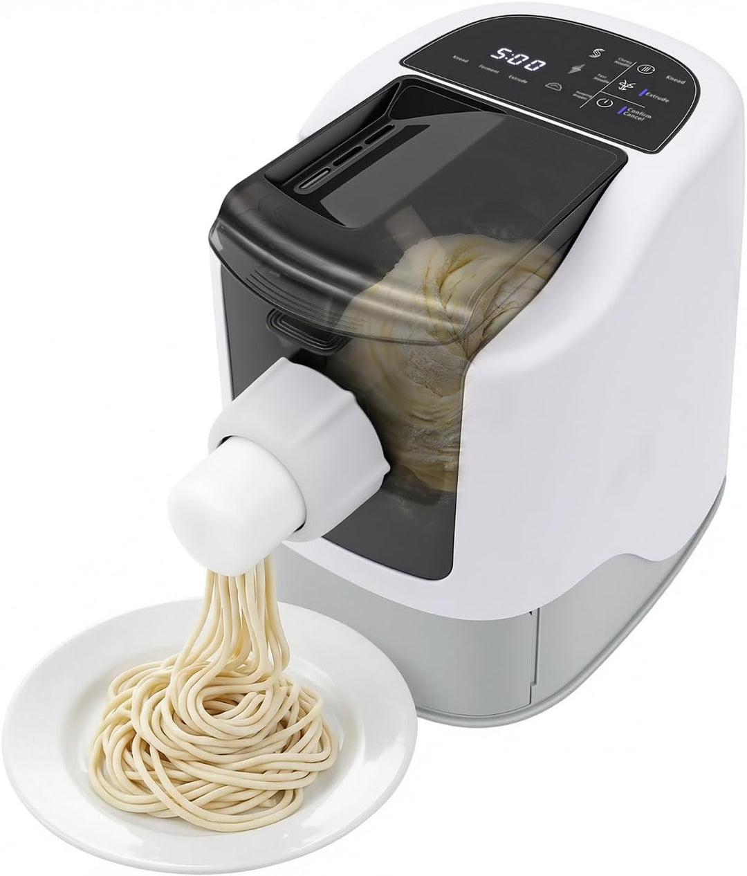 Elektrische Nudelmaschine Vollautomatisch, Pastamaker Spaghettimaschine mit 12 Nudelgitter und 1 Sat