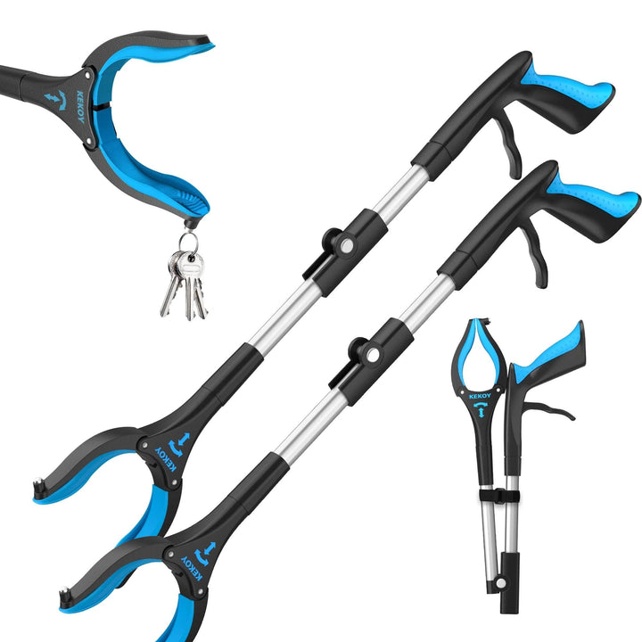 Kekoy Greifzange für Senioren 66cm Aluminium Müllzange, Faltbare Greifer für Senioren, Drehbar Müllg