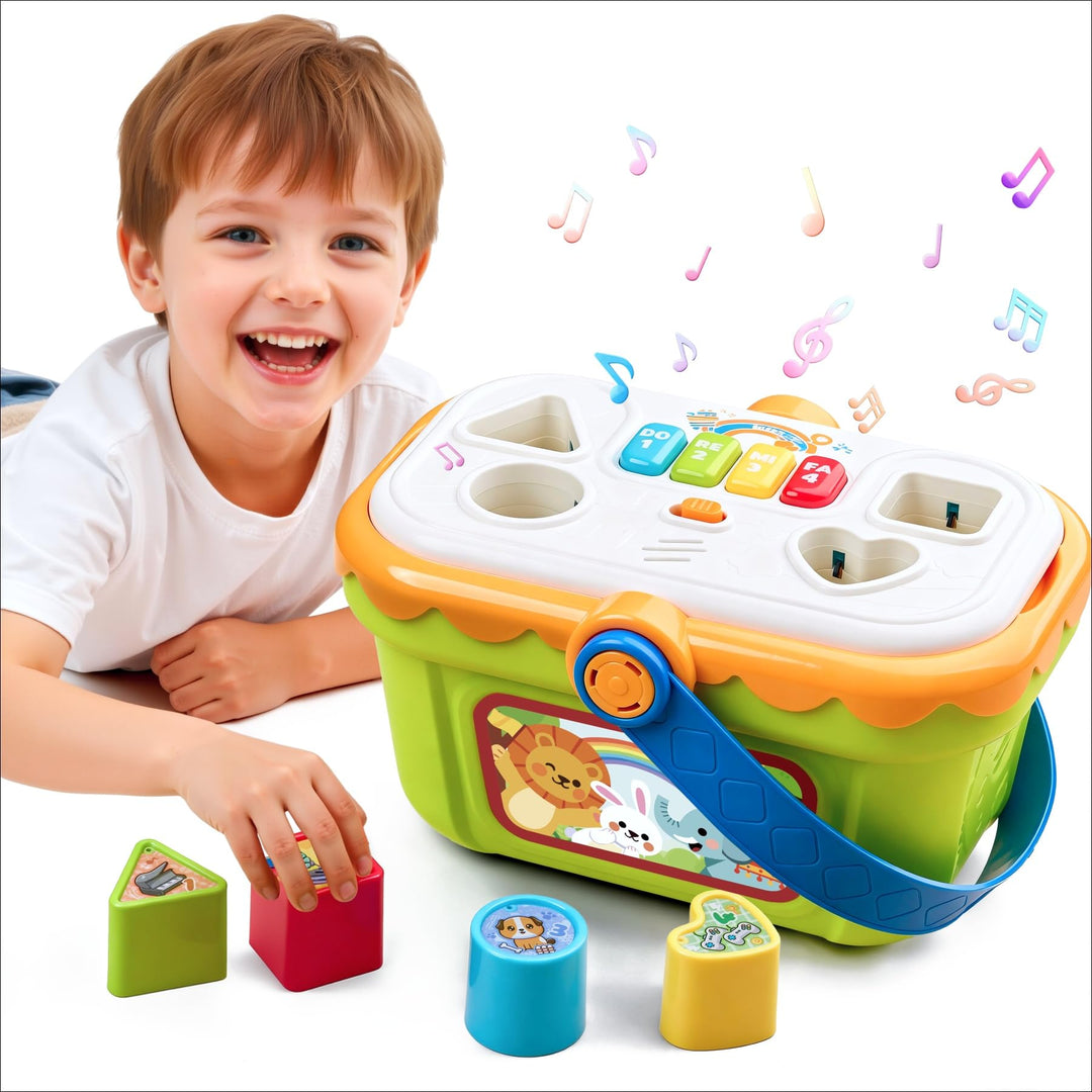 Montessori-Spielzeug Sinnesförderndes Spielzeug für 1-3 Jahre Kinder, Musik Formensortierer mit Klav