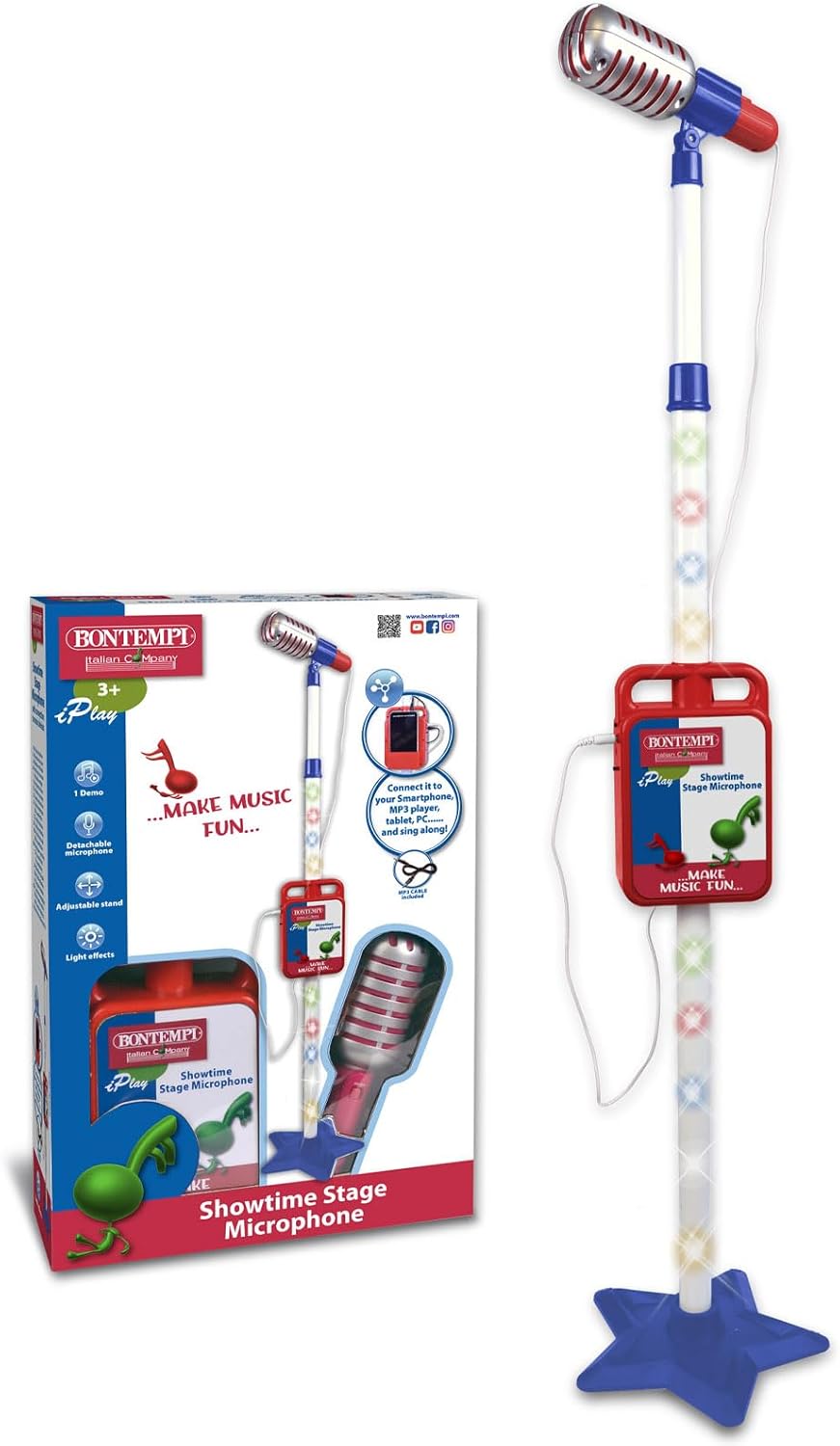 Bontempi | MP3Stage Mic - Bühnenmikrofon mit MP3-Anschluss für vielseitige Performance, Blue Star, 2