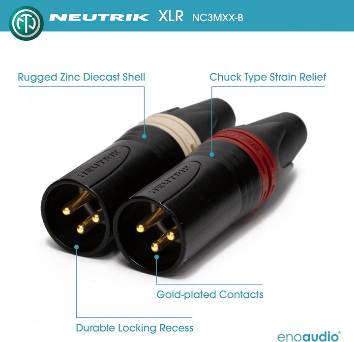 enoaudio Mogami 2534 Quad Stereo Paar (L,R) Audio Kabel | Neutrik Gold XLR female - XLR male | HiFi,