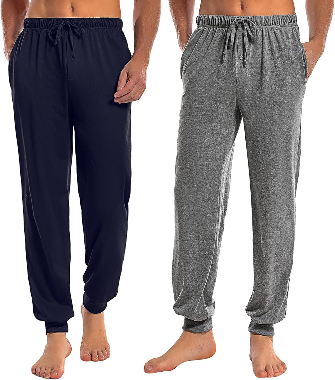 Marvmys Schlafanzughose Herren Lang mit Bündchen Einfarbige Pyjamahose für Männer Schlafhose Haushos