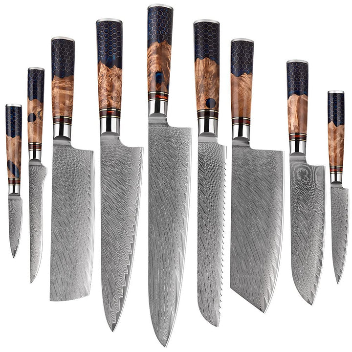 Muxel Damast Küchenmesser Set 9-TLG Extrem scharfe extrem schöne Kochmesser so individuell wie Deine