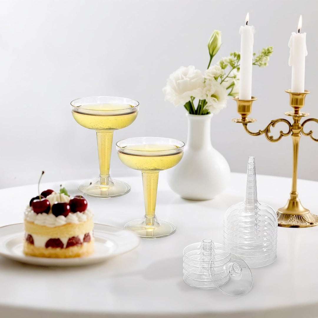 Hacaroa 75 Stück Kunststoff Champagner Coupe, 120 ml Champagner Gläser Cocktail Gläser, Einweg Party