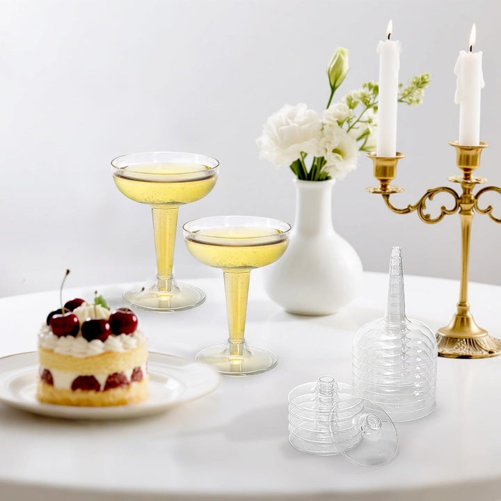 Hacaroa 75 Stück Kunststoff Champagner Coupe, 120 ml Champagner Gläser Cocktail Gläser, Einweg Party