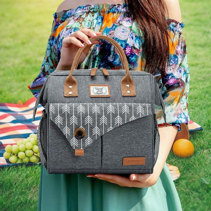 Lekesky Kühltasche Damen Lunchtasche Isolierte für Frauen Auslaufsichere Weit Geöffnete Lunchbox, 11