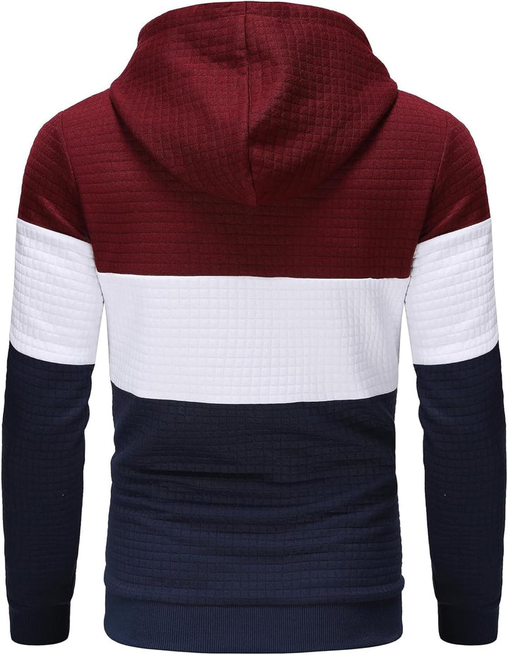 YuKaiChen Herren Pullover Herren Patchwork Hoodie Langarm Jacquard Kaputzenpullover Farbblock Sweats