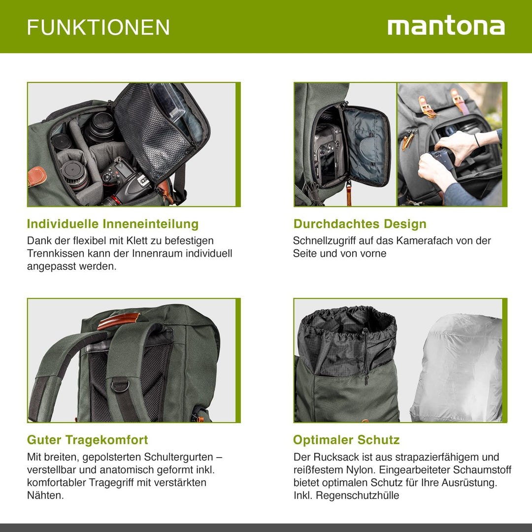 Mantona Fotorucksack Luis Luis junior Grün, Luis junior Grün