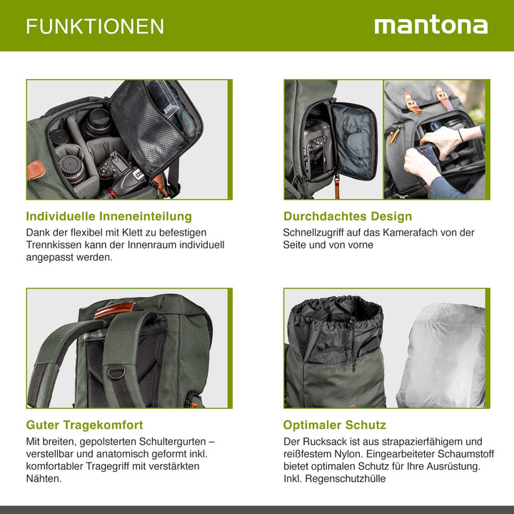 Mantona Fotorucksack Luis Luis junior Grün, Luis junior Grün