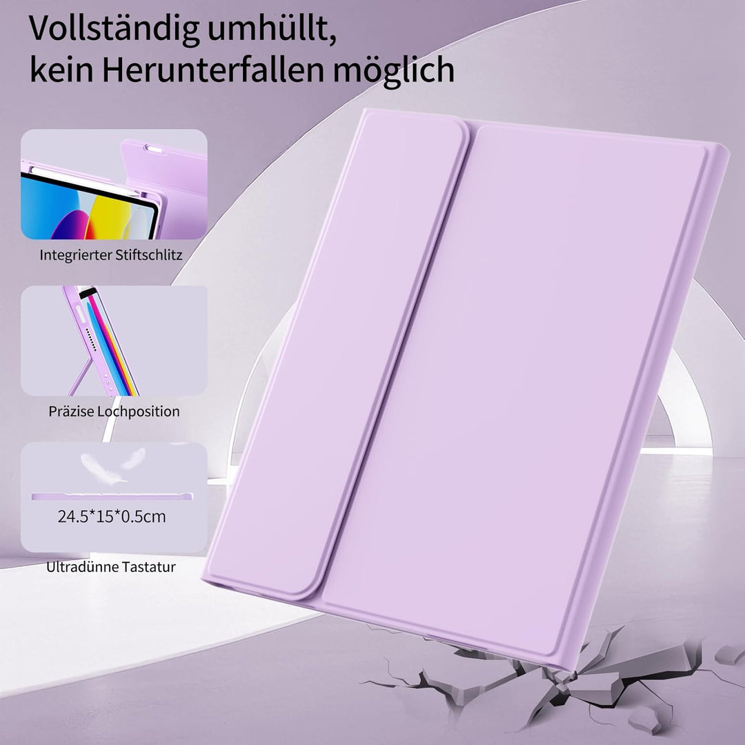 Hülle mit Tastatur für iPad A16 2025 / iPad 10. Generation 2022, RGB Bluetooth Magnetische Tastatur,