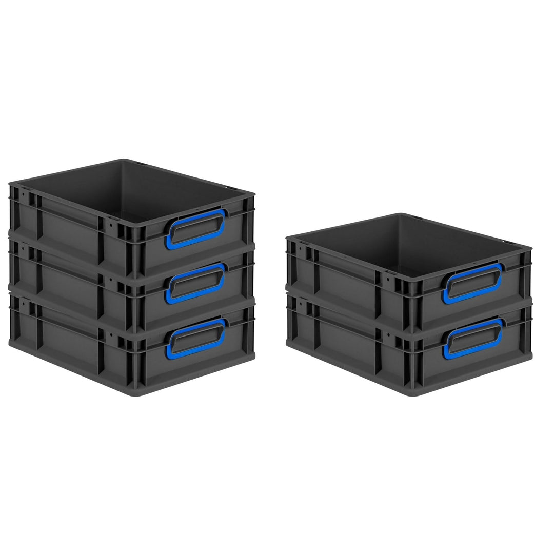 PROREGAL SparSet 5x Eurobox NextGen Color | HxBxT 12x30x40cm | 11 Liter | Griffe blau geschlossen |