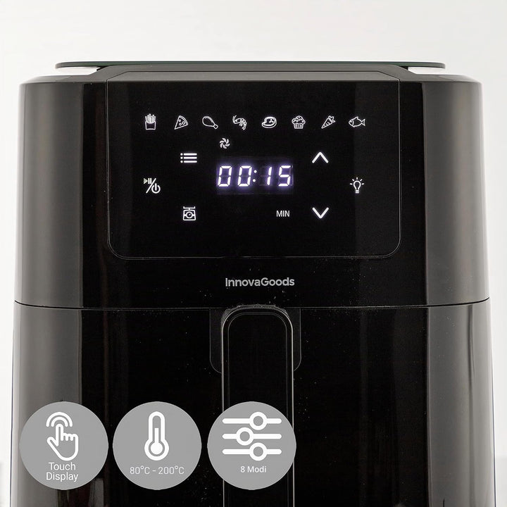 InnovaGoods® Heissluftfriteuse 5L, airfryer 1500W mit +100 Rezepten in DE, heissluftfriteuse mit int