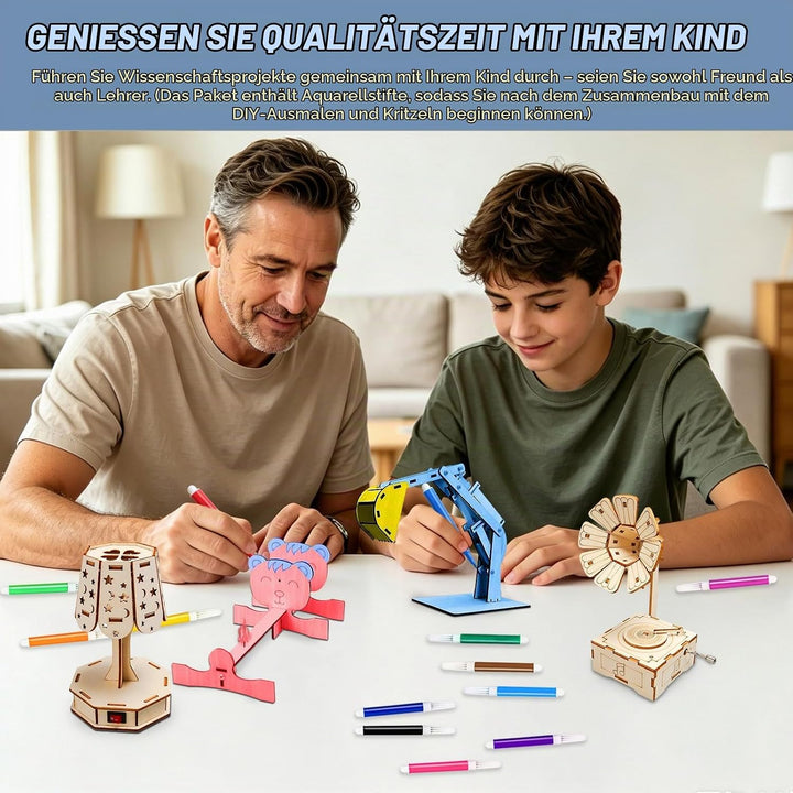 6stk Experimente für Kinder ab 8 STEM Holzbausatz mit Aquarellstifte