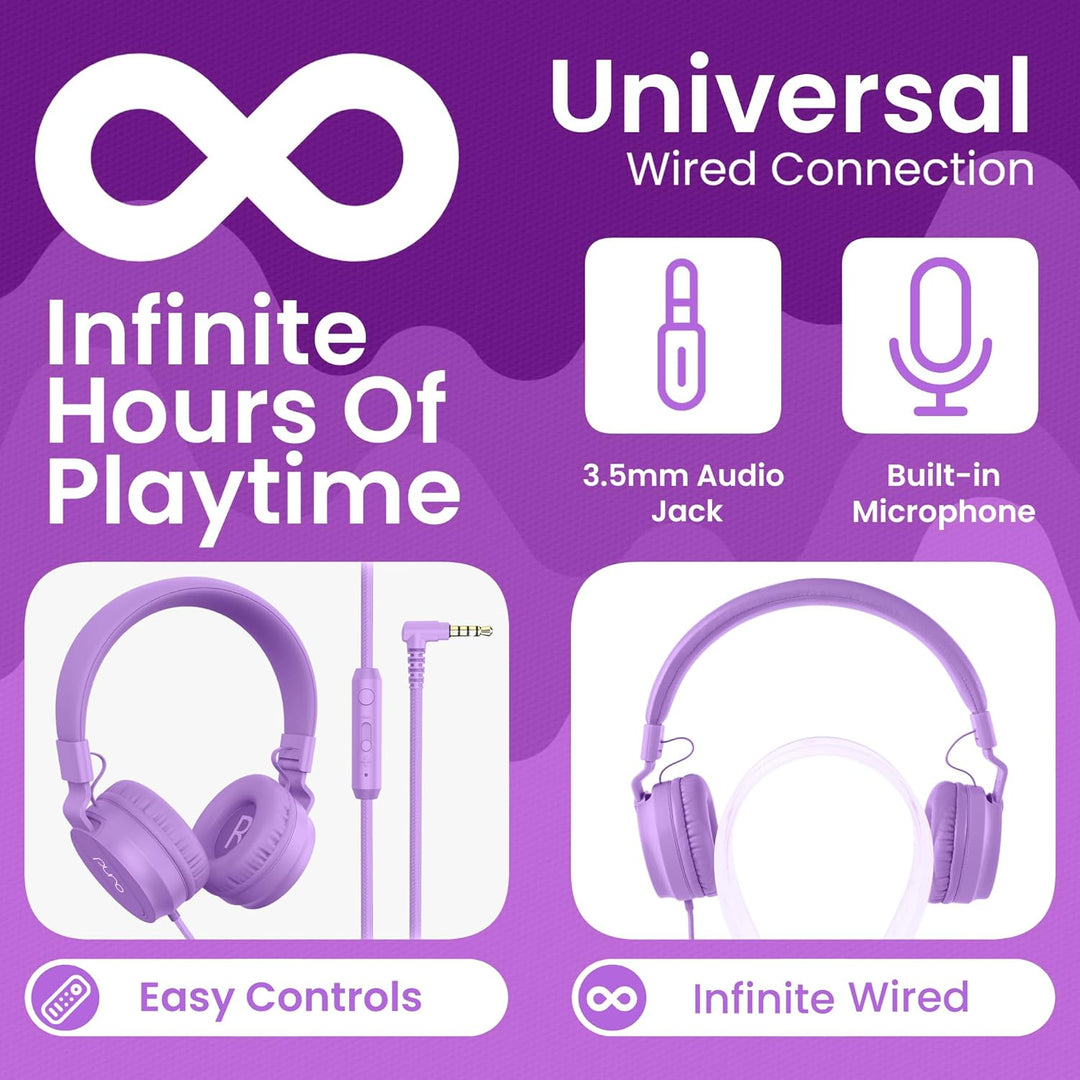 Puro Sound Labs PuroBasic Volume Limiting Wired Headphones for Kids, Boys, Girls 2+ Foldable & Adjus
