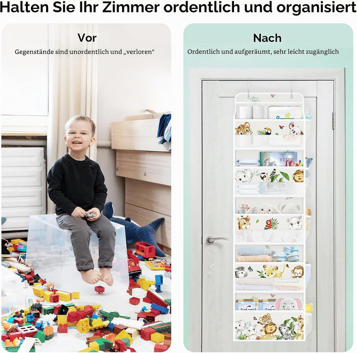 Clastyle Grau Tropisch Tier Tür Hängeaufbewahrung mit 5 Taschen Elefant Tiger Hängeorganizer für Cam