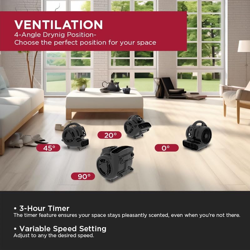 XPower Mighty Centrifugal Air Mover, Carpet Dryer, Floor Fan, Blower, Stackable, Daisy Chain, for Wa