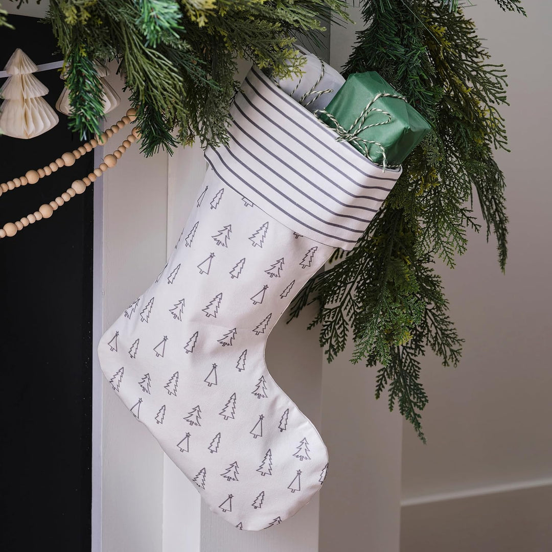 Ginger Ray Fabric moderner Weihnachtsstrumpfhalter für Erwachsene und Kinder, 45 cm, Grau, Höhe: 45,