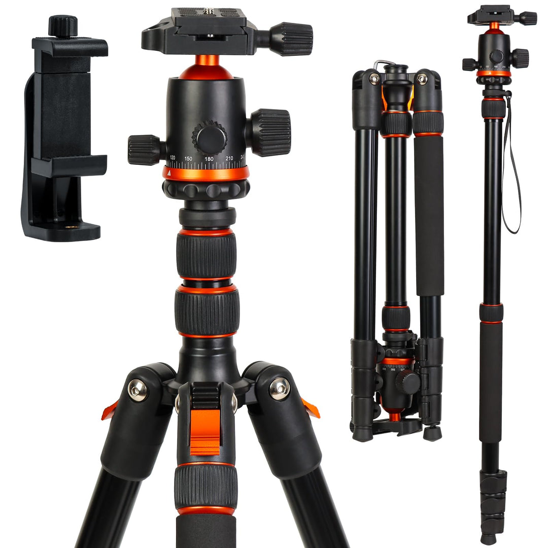 LINKCOOL Kamerastativ, 177,8 cm, Aluminium, leichtes Stativ und Einbeinstativ mit Kugelkopf und Schn
