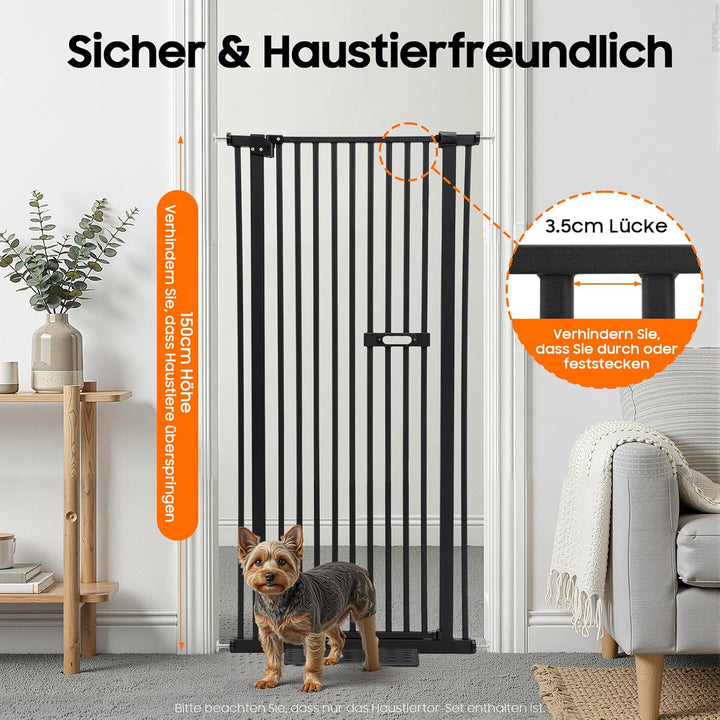 Treppenschutzgitter Ohne Bohren 150 cm, Kinderschutzgitter Türgitter Hunde, Türschutzgitter Haustier