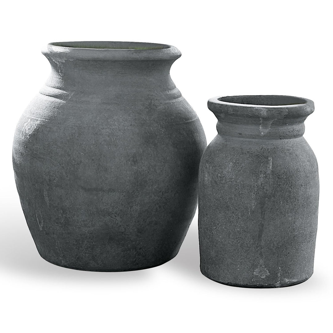 LOBERON® Vase 2er Set Molduc, Zwei unterschiedliche Designs, rustikaler Chic, dunkle Oxidations-Pati