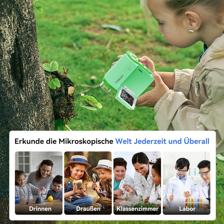 TOMLOV P20 Handheld Digital Mikroskop, 3-in-1 Taschenmikroskop für Kinder, Tragbare 1080P DV Kamera