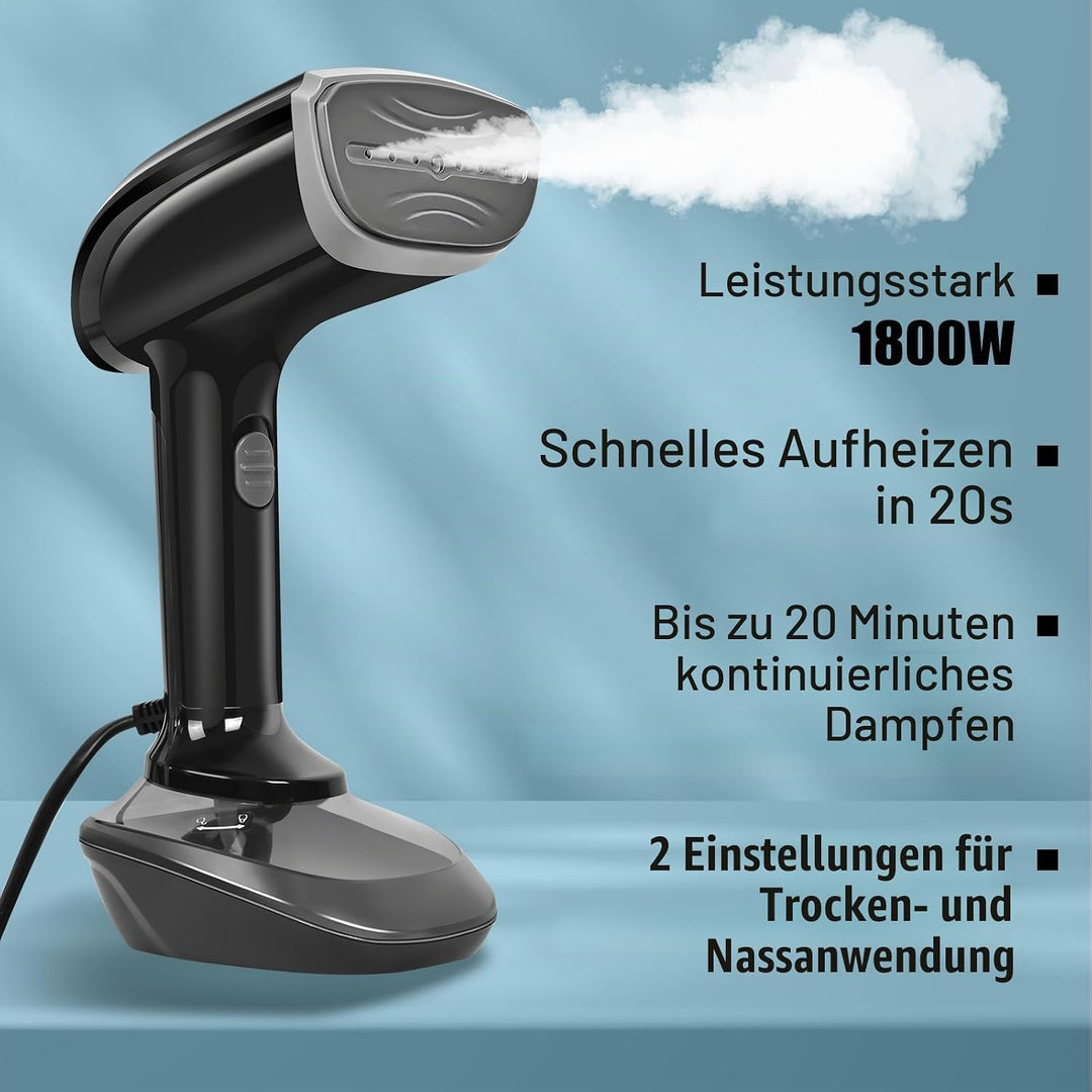 Steamer Dampfglätter - 1800W mit Schneller Keramischer Aufheizplatte, 25G/min Dampf, 2-in-1 Kleidung