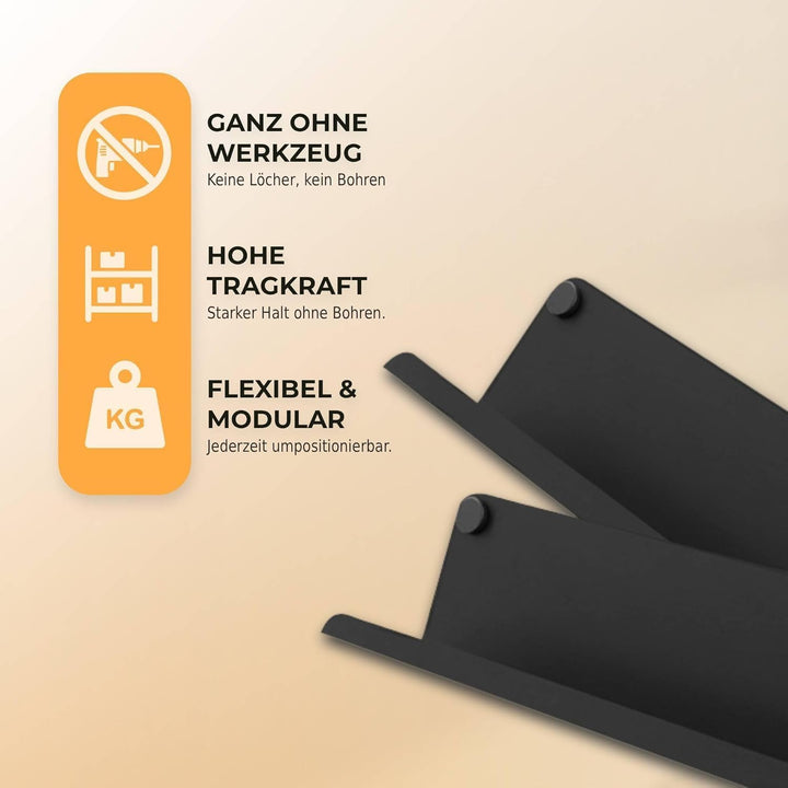 HOME LOVE Ablage für Akustikpaneele 52x14 cm – ohne Bohren | Regal für Paneele | Akustikpaneele Zube