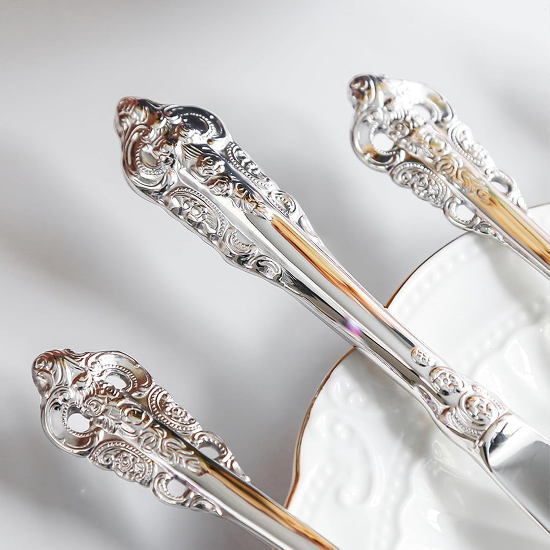 Prächtiges Barock Silber 18/10 Edelstahl Besteck-Set mit 20 Teilen, rostfreies Edelstahl Besteck ink