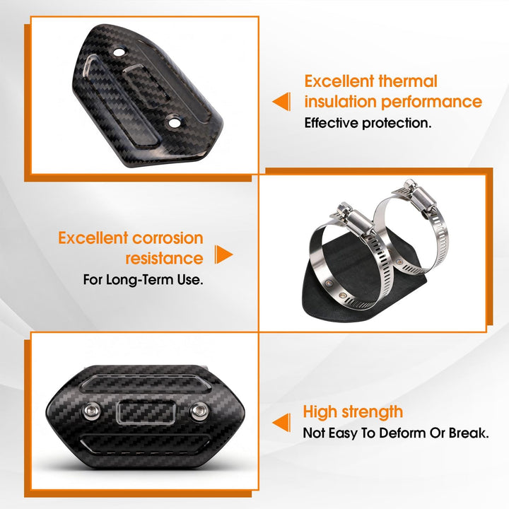 Motorrad Auspuff Hitzeschild,Kohlefaser Motorrad Auspuffrohrabdeckung Hitzeschutzblech Schutz Univer