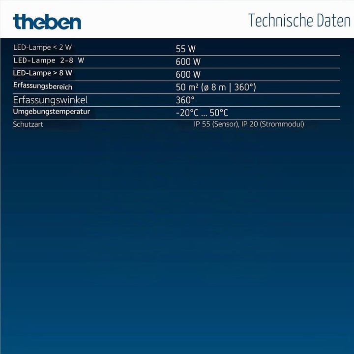 Theben 1060200 thePiccola S360-100 DE WH - Passiv-Infrarot-Bewegungsmelder - Deckenmontage - Runder
