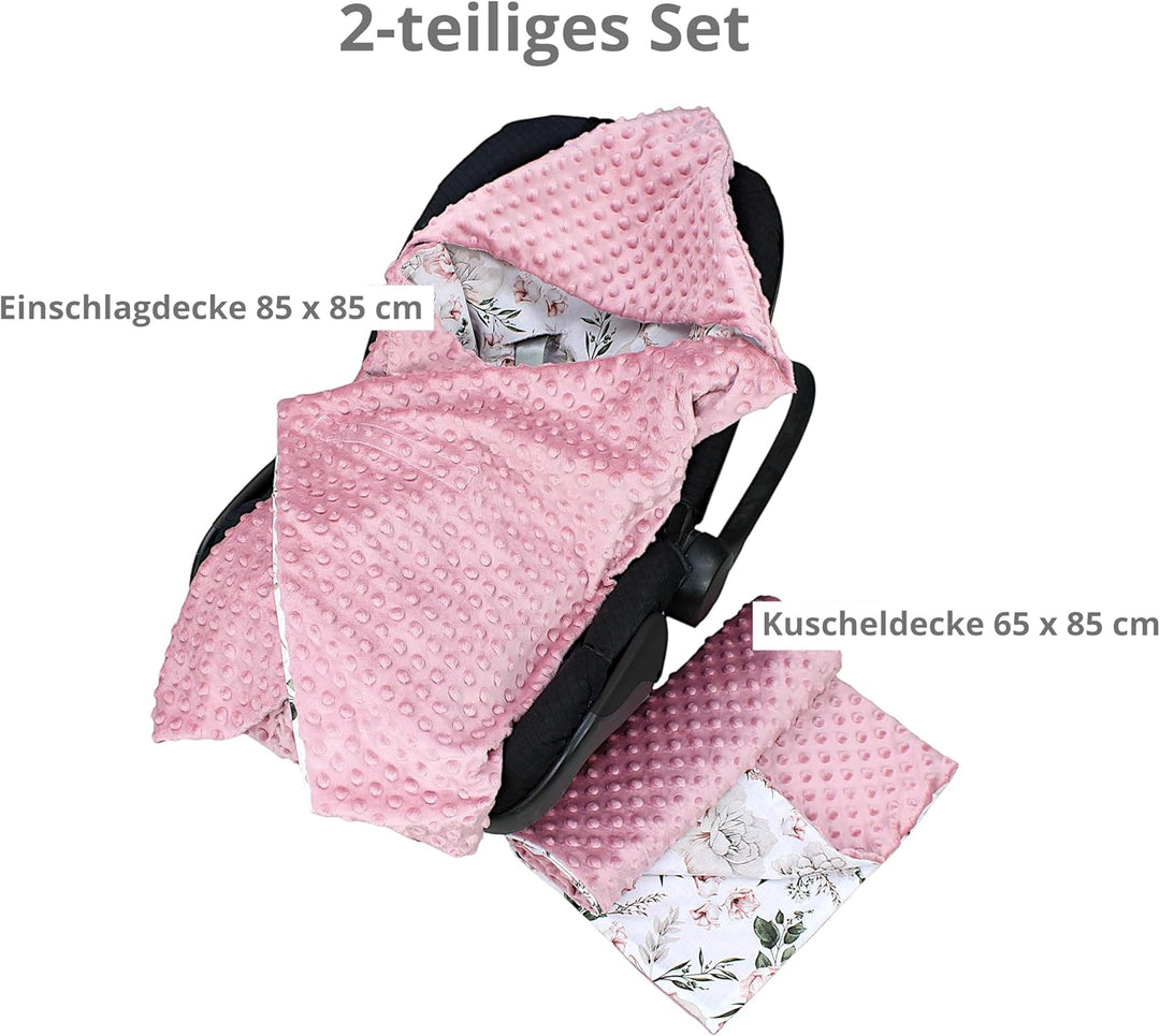 TupTam 2er Set Baby Decken Einschlagdecke 85x85 cm für Autositz Babyschale Babydecke Wiegendecke Min