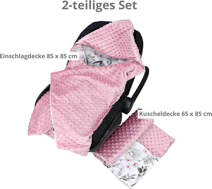 TupTam 2er Set Baby Decken Einschlagdecke 85x85 cm für Autositz Babyschale Babydecke Wiegendecke Min