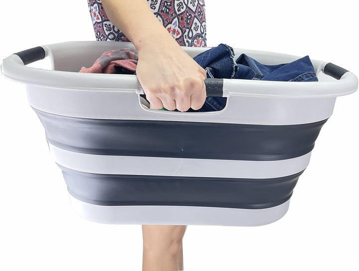 SAMMART 40L zusammenklappbarer Wäschekorb aus Kunststoff – faltbarer Pop-Up-Aufbewahrungsbehälter/Or