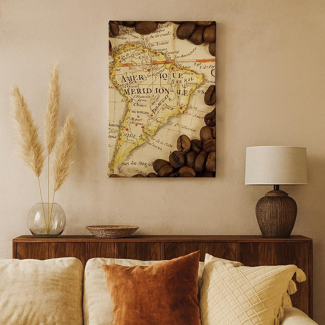 Bilder auf Leinwand 55x100cm Leinwandbild mit Rahmen Südamerika Samen Kaffee Gross Wanddeko Bild Sch