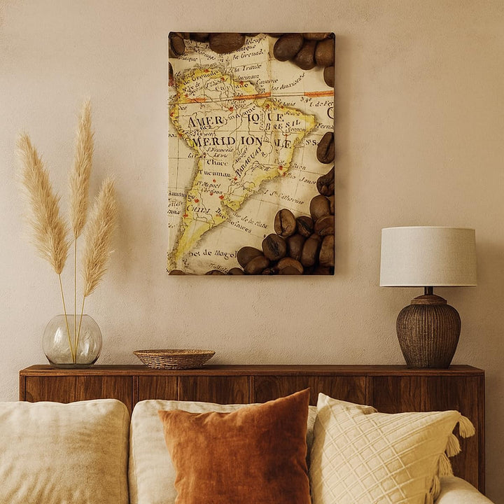 Bilder auf Leinwand 55x100cm Leinwandbild mit Rahmen Südamerika Samen Kaffee Gross Wanddeko Bild Sch