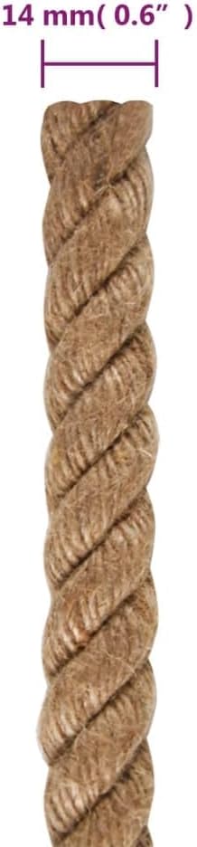vidaXL Seil 100% Jute 14 mm 100 m Naturhanf Hanfseil Juteseil Tau Leine Schnur 100 m/14 mm, 100 m/14