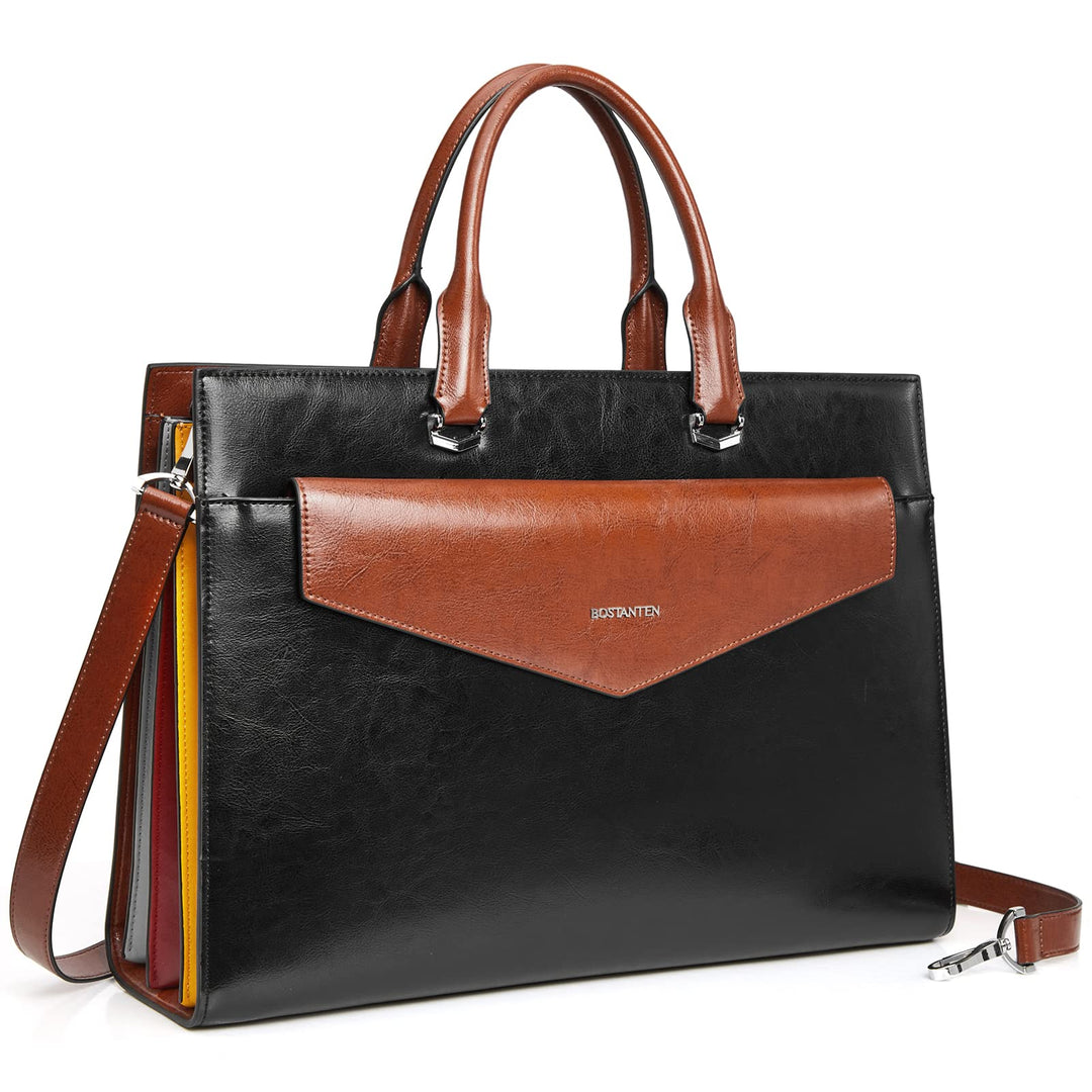 BOSTANTEN Damen Aktentaschen Leder Laptop Schultertasche 15.6 Zoll Frauen Arbeitstasche Businesstasc