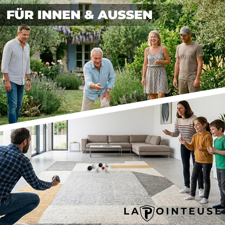 LA POINTEUSE – Indoor-Boule-Spiel – 6 Kugeln, 1 Zielkugel, 1 Tragetasche verstärkten Nähten – Für Ki
