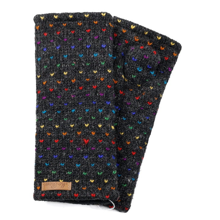 Damen Gestrickte Pulswärmer Stulpen Modell Ines regenbogen Anthrazit, Anthrazit