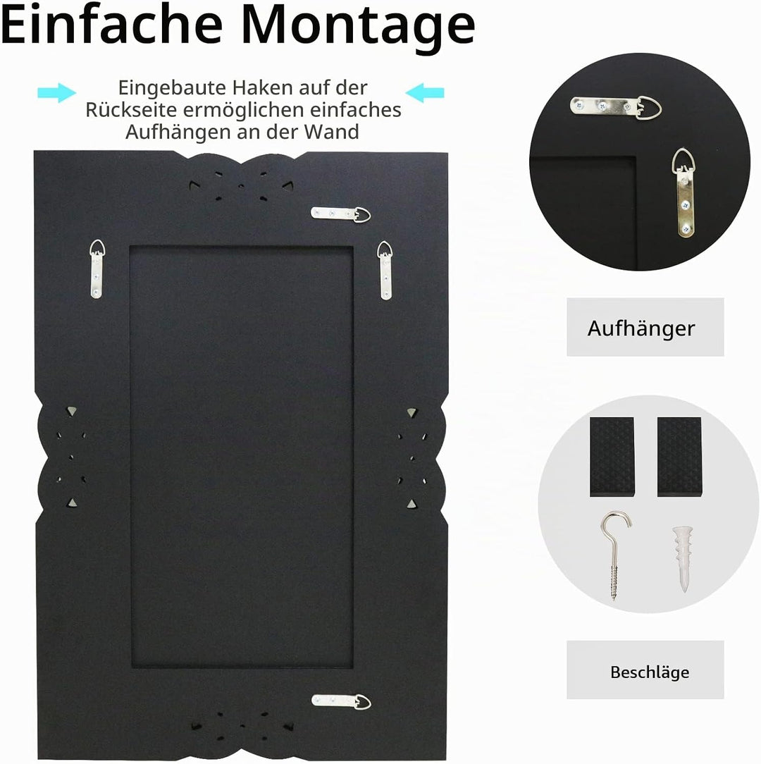 Artloge Dekorative Luxus Kristall Wandspiegel 100×70cm, Modern Spiegel mit Metall Haken Hängespiegel