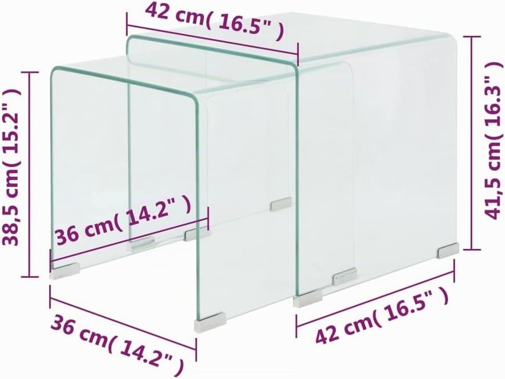 vidaXL 2-TLG. Satztisch-Set Beistelltisch Kaffeetisch Couchtisch gehärtetes Glas