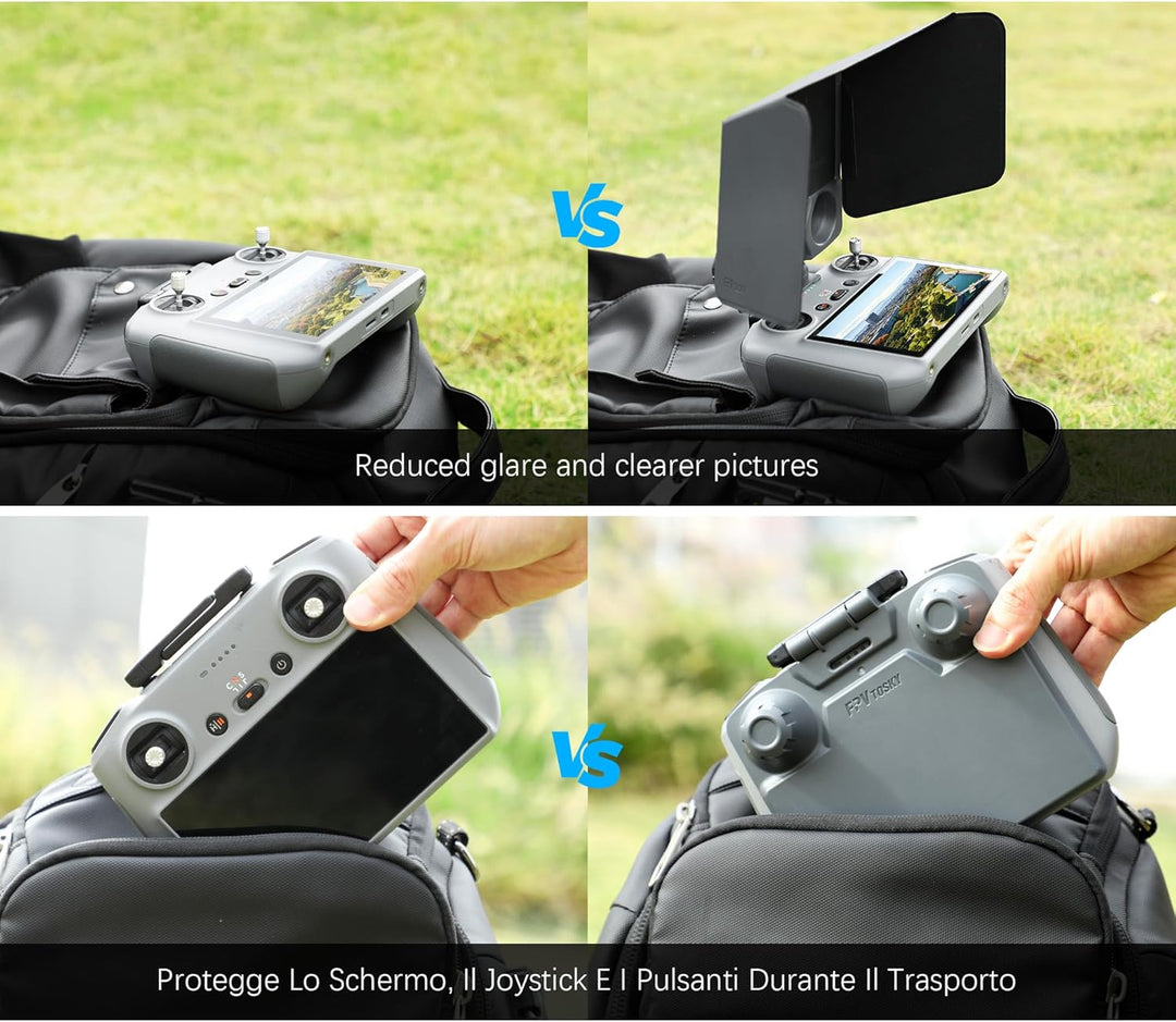 FPVtosky RC 2 Controller More Protector Kit für DJI Mini 4 Pro Zubehör, Kit beinhaltet RC 2 Sun Hood