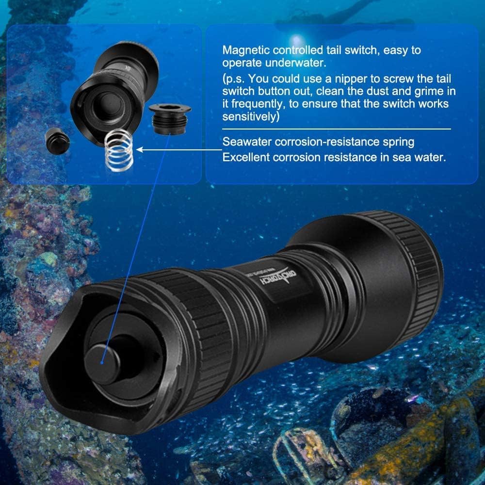 ORCATORCH D550 Tauchen Taschenlampe,Tauchlampe IP68 Wasserdicht,LED Unterwasser Lampe mit Magnetscha