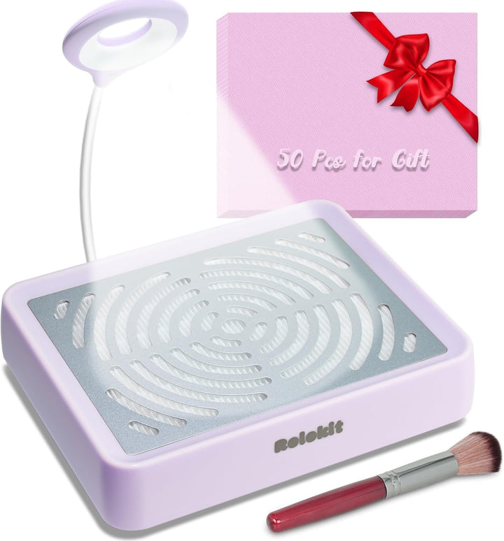 Staubabsaugung für Nägel mit Lampe und 50 Einwegfilter, Nagelstaubsauger mit Bürste für Nagelstudio